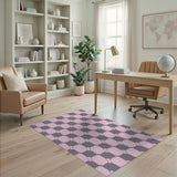 Pink Grey Octagonal Geometric Area Rug