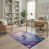 Dreamy Purple Mermaid Moonlit Ocean Rug