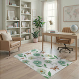 Teal Floral Crescent Moon Butterfly Area Rug