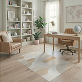 Beige and Neutral Beige Abstract Wave Hills Area Rug