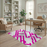 Bold Pink Geometric Line Area Rug
