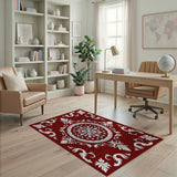 Red Opulent Red Persian Floral Medallion Rug