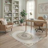 Vintage Floral Mandala Area Rug in Beige Gold