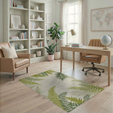 Lush Green Fern Leaf Area Rug