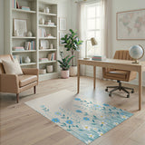 Blue and Teal Delicate Blue Daisy Meadow Area Rug
