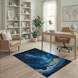 Starry Night Sky Blue Cloudscape Rug