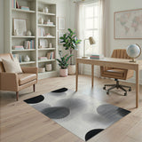 Black White Abstract Circles Area Rug