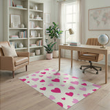 Whimsical Pink Hearts Scatter Area Rug