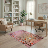 Pink Sunset Red Fruit Tree Area Rug