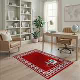 Festive Red Sleigh and Evergreen Trees Rug