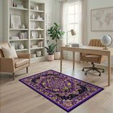 ODIKA Purple & Gold Bohemian Mandala Washable Rug - Low Pile Non-Slip Area Rug