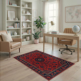 Red Luxurious Red Persian Floral Area Rug