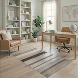 Neutral Beige Striped Textured Area Rug