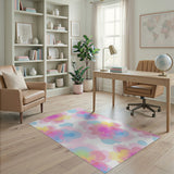 ODIKA Pastel Floral Watercolor Machine Washable Rug - Low Pile Non-Slip Area Rug