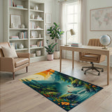 Sunset Fishing Mountain River Area Rug