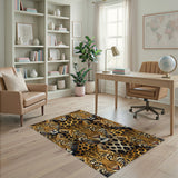 Bold Leopard Faces Pattern Area Rug
