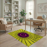 Vibrant Pink Flower Sunburst Yellow Mandala Rug