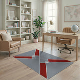 Modern Grey Red Cross Geometric Area Rug