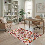 Vibrant Multi-Color Leaves Pattern Area Rug