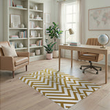 Gold Chevron Geometric Area Rug