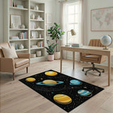 Cosmic Yellow Planets Stars Area Rug