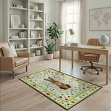 Vintage Floral Bunny Rabbit Area Rug