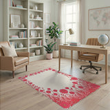 Pink Vintage Pink Floral Border Area Rug
