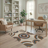 Rainbow Concentric Circles Area Rug