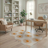 Orange Orange Sunburst Geometric Area Rug