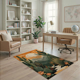 Orange Southwestern Cactus Sunset Desert Rug