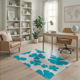 Teal Floral Silhouette Area Rug