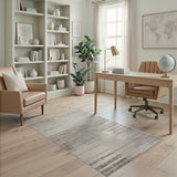 Distressed Grey Plaid Area Rug