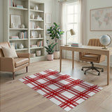 Classic Red White Plaid Area Rug