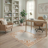 Orange Floral Border Area Rug