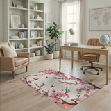 Cherry Blossom Hummingbird Pink Area Rug