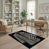 Geometric Modern Zebra Stripe Black White Area Rug