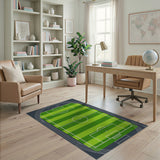 Green Soccer Field Stadium Area Rug