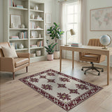 Maroon Starburst Medallion Persian Area Rug