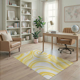 Swirling Yellow Abstract Area Rug