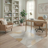 Abstract Wave Beige Neutral Beige and Neutral Area Rug