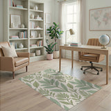 Sage Green Leaves Area Rug