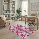 Elegant Pink Floral Damask Area Rug