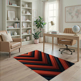 Bold Red Black Chevron Geometric Area Rug