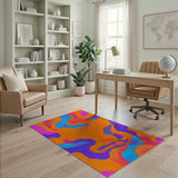 Geometric Modern Vibrant Wavy Multi-Color Geometric Area Rug