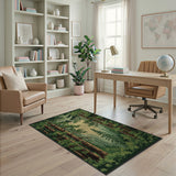 Sunlit Pine Forest Green Area Rug