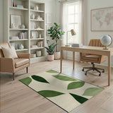 Abstract Green Leaves Area Rug