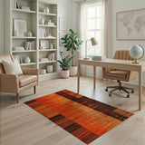 ODIKA Washable Orange Tribal Geometric Area Rug, Non-Slip Low Pile Home Decor