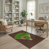 Geometric Modern Green Baseball Diamond Field Area Rug