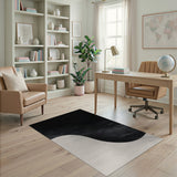 Black White Wavy Abstract Area Rug
