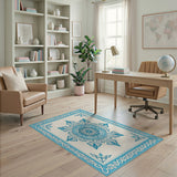 Traditional Persian Blue and Teal Ornate Blue Persian Medallion Area Rug